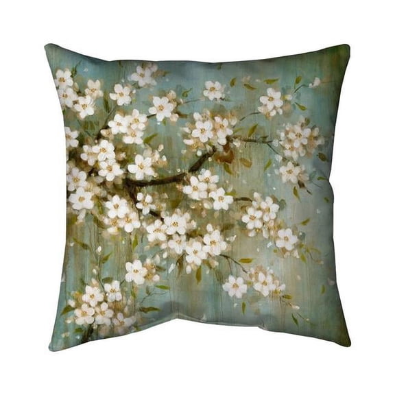 Begin Home Decor 5541-1818-FL80 18 x 18 in. White Cherry Blossom-Double Sided Print Indoor Pillow