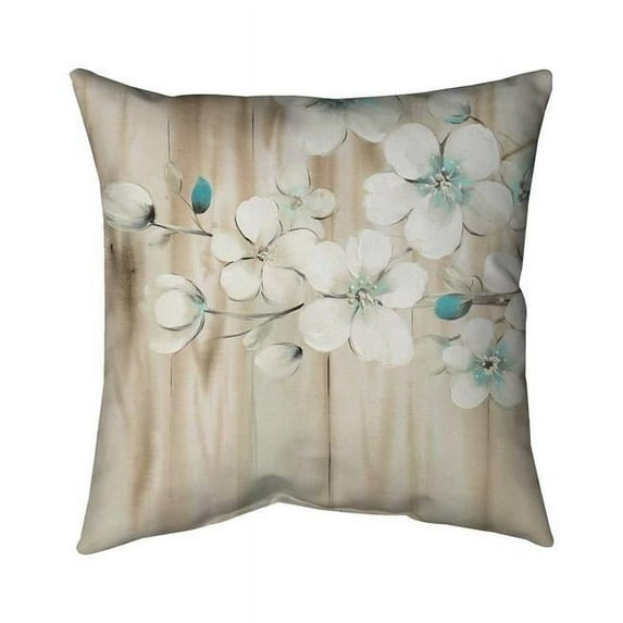Begin Home Decor 5541-1818-FL85 18 x 18 in. White Flowers on Wood-Double Sided Print Indoor Pillow