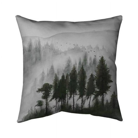 Begin Home Decor 5541-1818-LA102-2 18 x 18 in. Mountains Landscape In Dark Watercolor-Double Sided Print Indoor Pillow