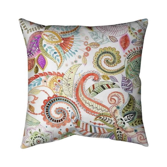 Begin Home Decor 5541-1818-PA3 18 x 18 in. Watercolor Paisley Floral-Double Sided Print Indoor Pillow