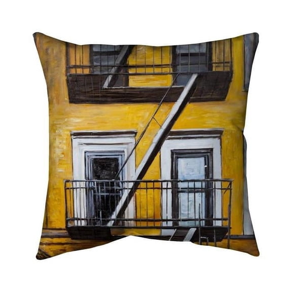Begin Home Decor 5541-1818-ST36 18 x 18 in. Building Old Fire Escape-Double Sided Print Indoor Pillow