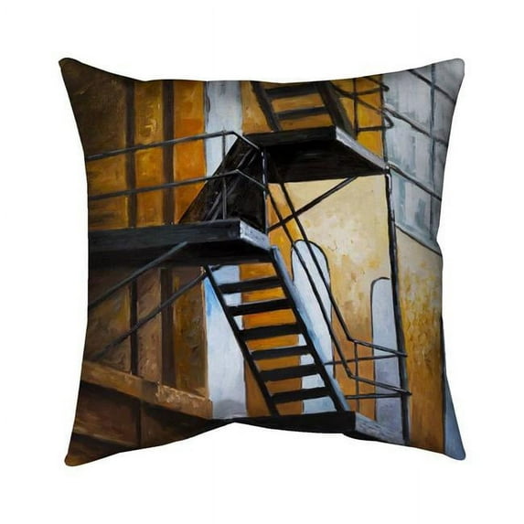 Begin Home Decor 5541-1818-ST37 18 x 18 in. Apartment Building Escape In Nyc-Double Sided Print Indoor Pillow