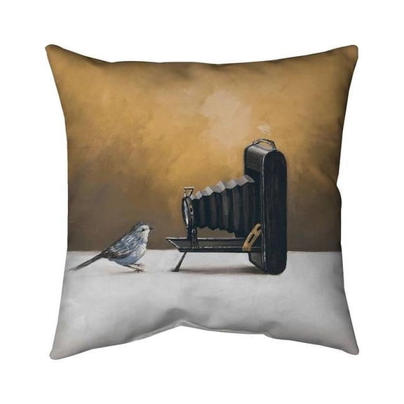 Begin Home Decor 5541-2020-AN163-1 20 x 20 in. Old Camera with Bird-Double Sided Print Indoor Pillow