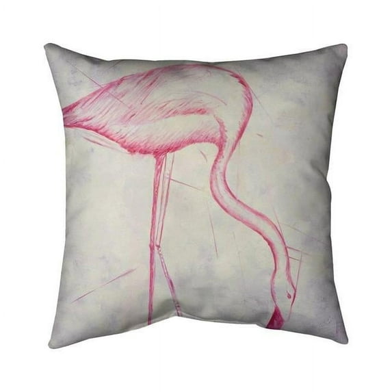 Begin Home Decor 5541-2020-AN184 20 x 20 in. Pink Flamingo Sketch-Double Sided Print Indoor Pillow