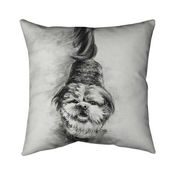 Begin Home Decor 5541-2020-AN185 20 x 20 in. Happy Dog Sketch-Double Sided Print Indoor Pillow