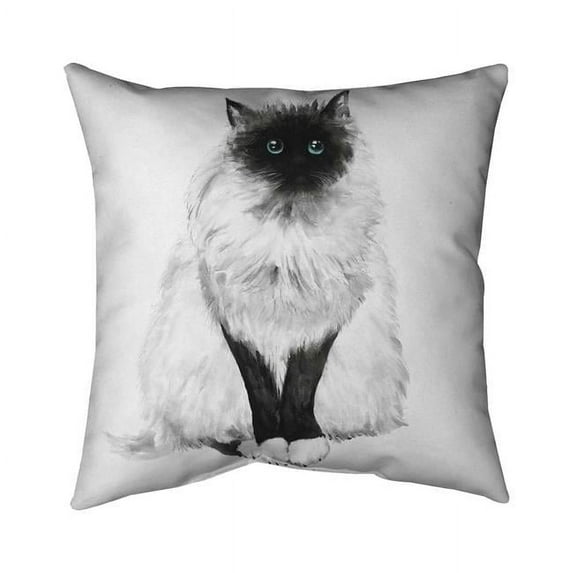 Begin Home Decor 5541-2020-AN190 20 x 20 in. Blue Eyes Fluffy Siamese Cat-Double Sided Print Indoor Pillow