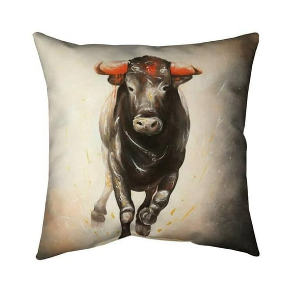 Begin Home Decor 5541-2020-AN283 20 x 20 in. Bull Running-Double Sided Print Indoor Pillow