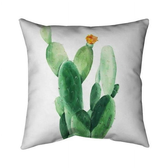 Begin Home Decor 5541-2020-FL233 20 x 20 in. Watercolor Paddle Cactus with Flower-Double Sided Print Indoor Pillow