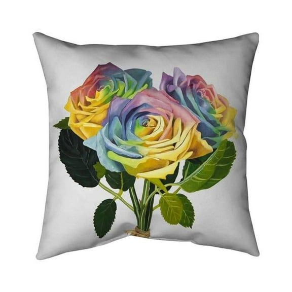 Begin Home Decor 5541-2020-FL349 20 x 20 in. Bouquet of Rainbow Roses-Double Sided Print Indoor Pillow