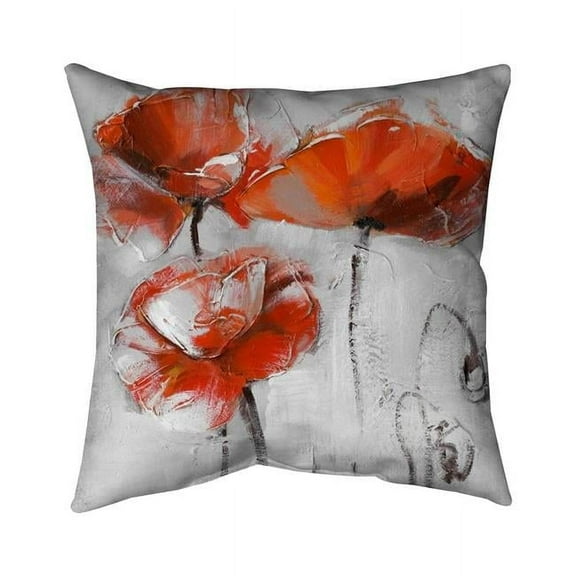 Begin Home Decor 5541-2020-FL53 20 x 20 in. Red Flowers-Double Sided Print Indoor Pillow