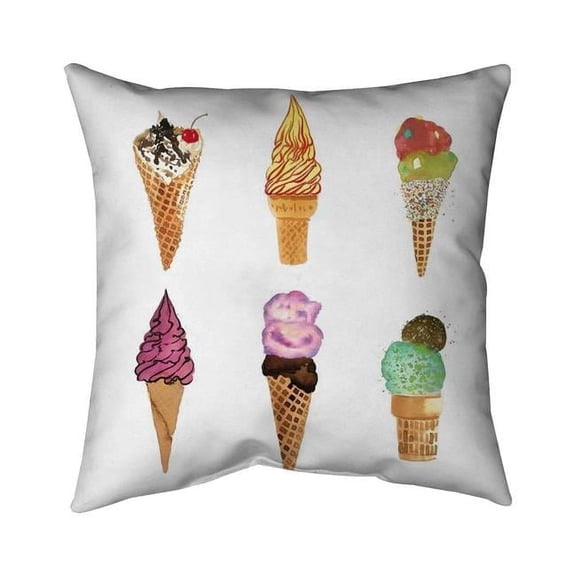 Begin Home Decor 5541-2020-GA114 20 x 20 in. Ice Cream Cones-Double Sided Print Indoor Pillow