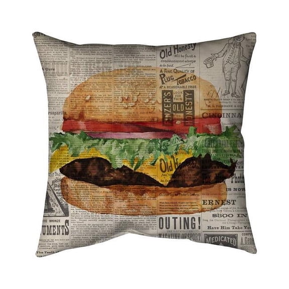 Begin Home Decor 5541-2020-GA78-1 20 x 20 in. Vintage Style All Dressed Cheeseburger-Double Sided Print Indoor Pillow