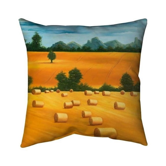 Begin Home Decor 5541-2020-LA104 20 x 20 in. Hay Bale Fields-Double Sided Print Indoor Pillow
