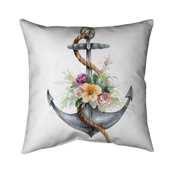 Begin Home Decor 5541-2020-MI88 20 x 20 in. Boat Anchor with Flowers-Double Sided Print Indoor Pillow