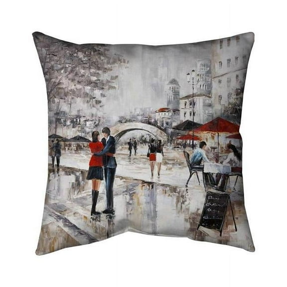 Begin Home Decor 5541-2020-ST24 20 x 20 in. Young Couple Hugging in the Street-Double Sided Print Indoor Pillow