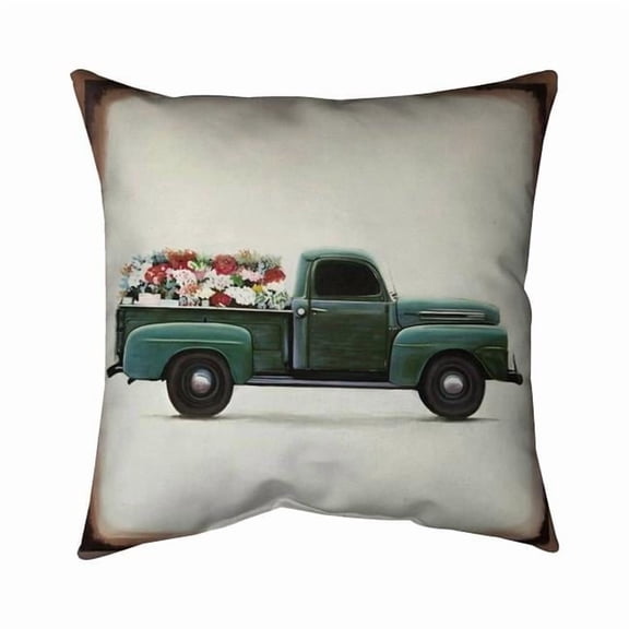 Begin Home Decor 5541-2020-TR80 20 x 20 in. Flowers Farm Truck-Double Sided Print Indoor Pillow