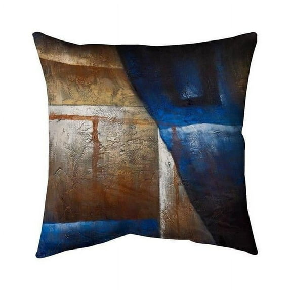 Begin Home Decor 5541-2626-AB14 26 x 26 in. Bronze Shapes with Blue Light-Double Sided Print Indoor Pillow