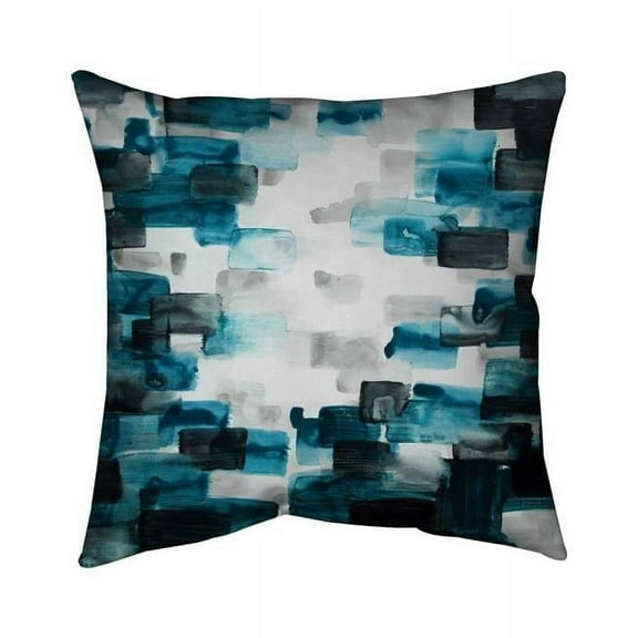 Begin Home Decor 5541-2626-AB56 26 x 26 in. Turquoise & Grey Squares-Double Sided Print Indoor Pillow