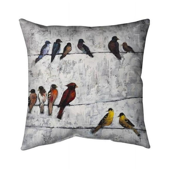 Begin Home Decor 5541-2626-AN139 26 x 26 in. Colorful Birds on Branches-Double Sided Print Indoor Pillow