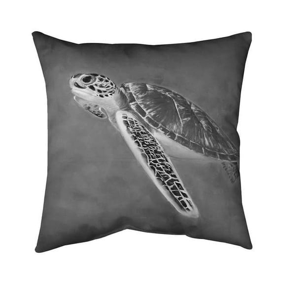 Begin Home Decor 5541-2626-AN274-1 26 x 26 in. Greyscale Sea Turtle-Double Sided Print Indoor Pillow