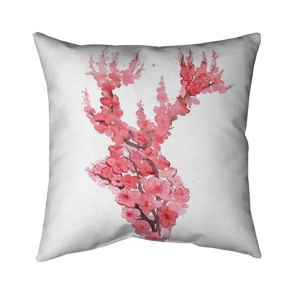 Begin Home Decor 5541-2626-AN399 26 x 26 in. Deer with Cherries Blossom-Double Sided Print Indoor Pillow