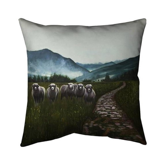 Begin Home Decor 5541-2626-AN510 26 x 26 in. Sheep in the Countryside-Double Sided Print Indoor Pillow