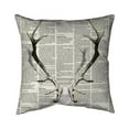 thumbnail image 1 of Begin Home Decor 5541-2626-AN62 26 x 26 in. Deer Horns on Newspaper-Double Sided Print Indoor Pillow, 1 of 1