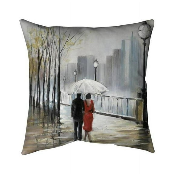 Begin Home Decor 5541-2626-CI23 26 x 26 in. Couple Walking Under The Rain-Double Sided Print Indoor Pillow