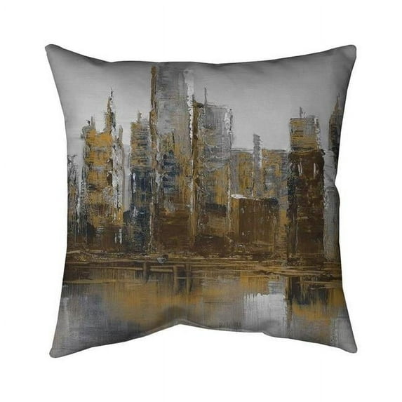 Begin Home Decor 5541-2626-CI77 26 x 26 in. Grey & Yellow Cityscape-Double Sided Print Indoor Pillow