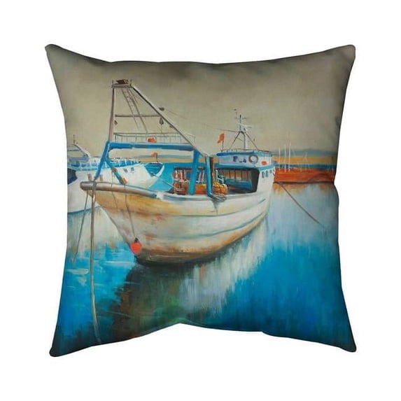 Begin Home Decor 5541-2626-CO41 26 x 26 in. Fishing Boat-Double Sided Print Indoor Pillow