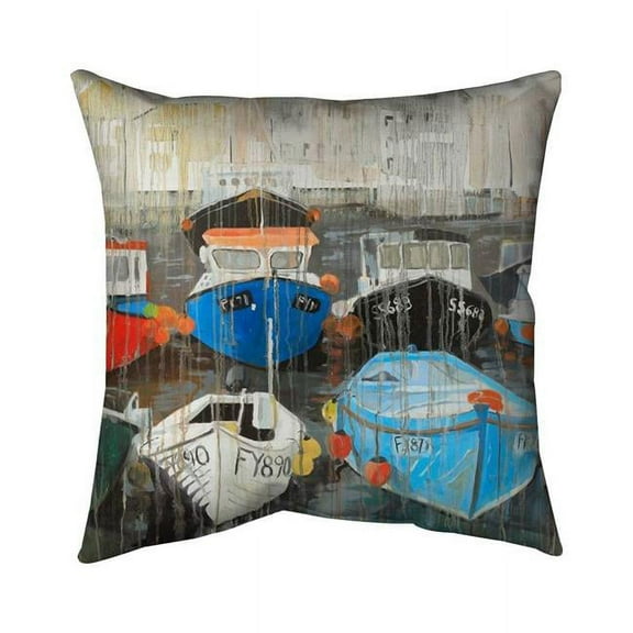 Begin Home Decor 5541-2626-CO84 26 x 26 in. Color Fading Rain At The Port-Double Sided Print Indoor Pillow