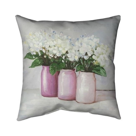 Begin Home Decor 5541-2626-FL116 26 x 26 in. Hydrangea Flowers In Pink Vases-Double Sided Print Indoor Pillow