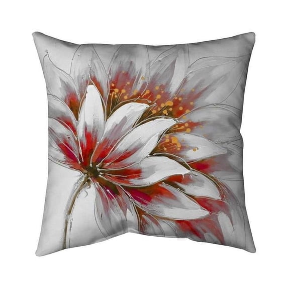 Begin Home Decor 5541-2626-FL165 26 x 26 in. Red Flower with Gold Center-Double Sided Print Indoor Pillow
