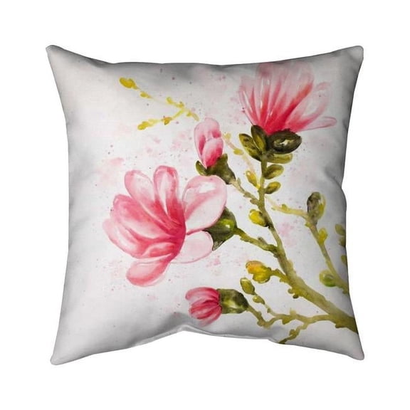 Begin Home Decor 5541-2626-FL210 26 x 26 in. Watercolor Magnolia Flowers-Double Sided Print Indoor Pillow