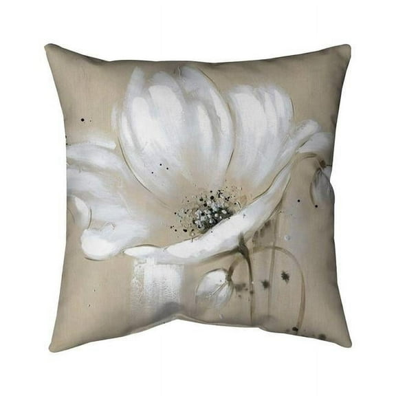 Begin Home Decor 5541-2626-FL25 26 x 26 in. White Abstract Wild Flower-Double Sided Print Indoor Pillow