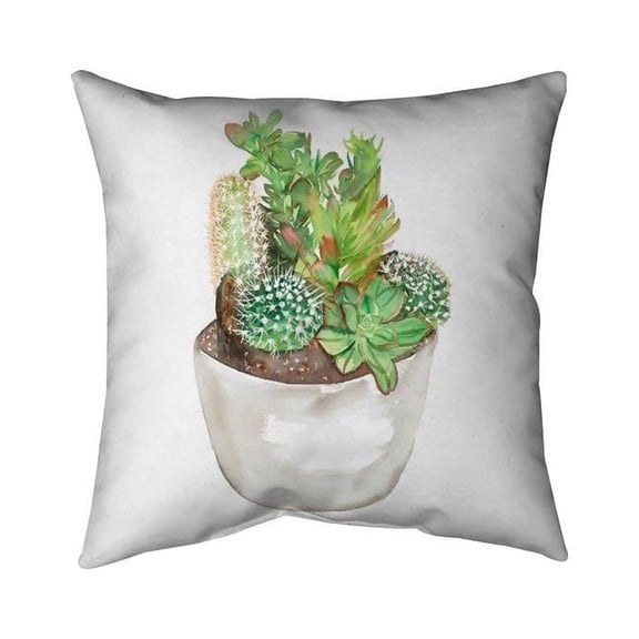 Begin Home Decor 5541-2626-FL265 26 x 26 in. Cactus Assortment In A Pot-Double Sided Print Indoor Pillow