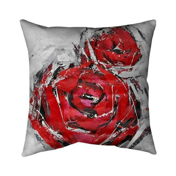 Begin Home Decor 5541-2626-FL29 26 x 26 in. Abstract Red Roses-Double Sided Print Indoor Pillow