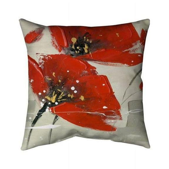 Begin Home Decor 5541-2626-FL52 26 x 26 in. Abstract Red Flowers in the Wind-Double Sided Print Indoor Pillow