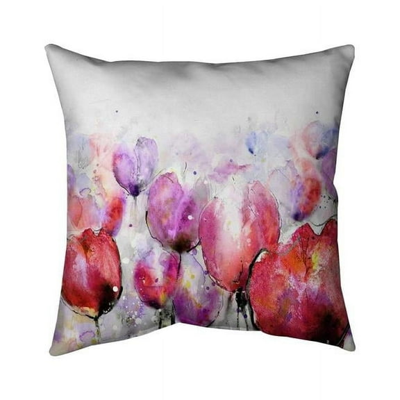 Begin Home Decor 5541-2626-FL99 26 x 26 in. Pink Tulips Field-Double Sided Print Indoor Pillow