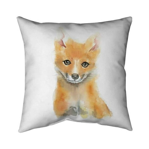 Begin Home Decor 5542-1616-AN426 16 x 16 in. Watercolor Baby Fox-Double Sided Print Outdoor Pillow Cover