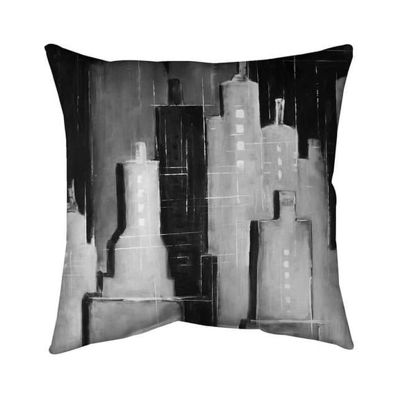 Begin Home Decor 5542-1616-CI302 16 x 16 in. Abstract Black & White Cityscape-Double Sided Print Outdoor Pillow Cover