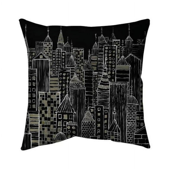 Begin Home Decor 5542-1616-CI318-1 16 x 16 in. Illustrative City Towers-Double Sided Print Outdoor Pillow Cover