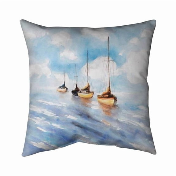 Begin Home Decor 5542-1616-CO75 16 x 16 in. Sailboats in the Sea Bedroom Boat Blue Pillow - Home Decor