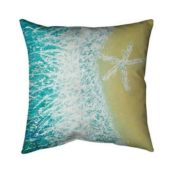 Begin Home Decor 5542-1616-CO79 16 x 16 in. Right Side Seastar & A Wave-Double Sided Print Outdoor Pillow Cover