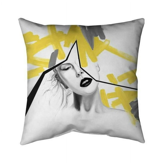 Begin Home Decor 5542-1616-FI29-1 16 x 16 in. Woman with Yellow Line-Double Sided Print Outdoor Pillow Cover
