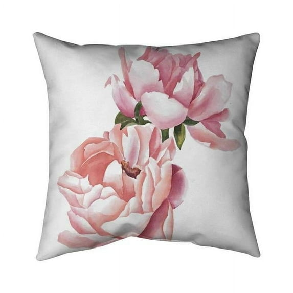 Begin Home Decor 5542-1616-FL232 16 x 16 in. Two Pink Watercolor Roses-Double Sided Print Outdoor Pillow Cover