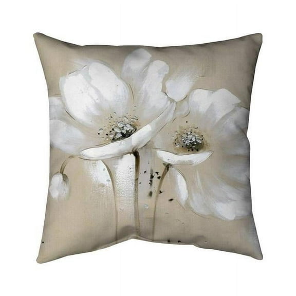 Begin Home Decor 5542-1616-FL26 16 x 16 in. White Abstract Wild Flowers-Double Sided Print Outdoor Pillow Cover