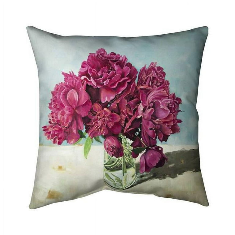 Begin Home Decor 5542 1616 FL372 16 x 16 in. Fuchsia Peony Double Sided Print Outdoor Pillow Cover Walmart