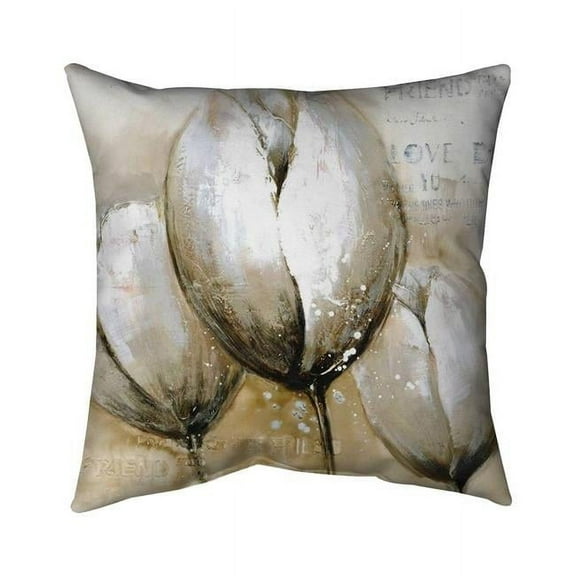 Begin Home Decor 5542-1616-FL46 16 x 16 in. Three Tulips with Typography-Double Sided Print Outdoor Pillow Cover