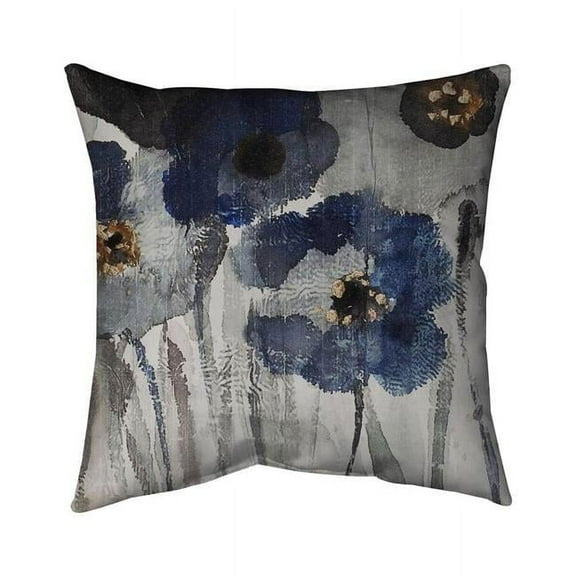 Begin Home Decor 5542-1616-FL96 16 x 16 in. Blue Blurry Flowers-Double Sided Print Outdoor Pillow Cover